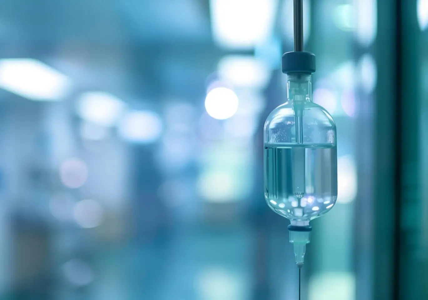 Detoks alkoholowy Człuchów: butelka infuzyjna zawieszona w gabinecie